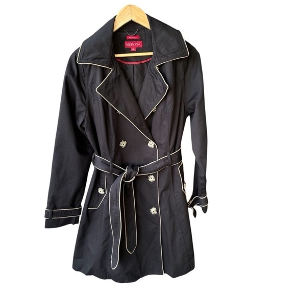 Merona Jackets & Blazers - Merona Trench Coat Jacket Black Double Breasted Water Repellent Preppy Size XL